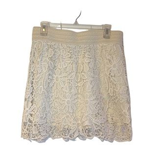 Cream colored crotchet lace skirt